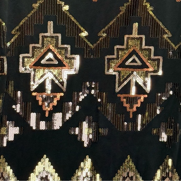 Express Black and Gold Southwestern Design Sequin Dress. Size XS - Picture 7 of 10